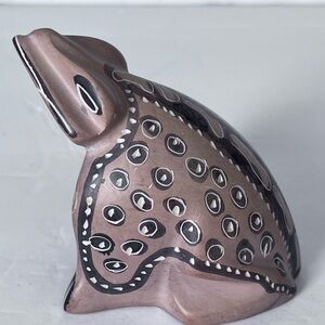 Handcrafted Brown Ceramic Frog Figurine